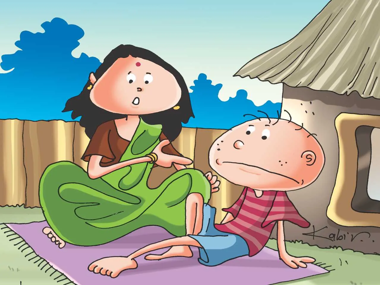 cartoon image of women with her son