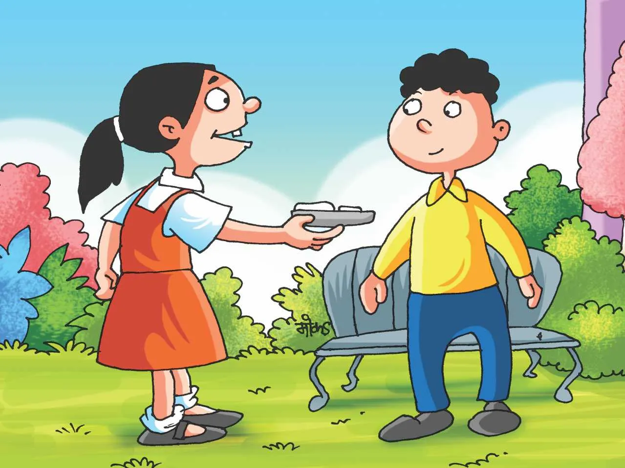 Kids in school cartoon image