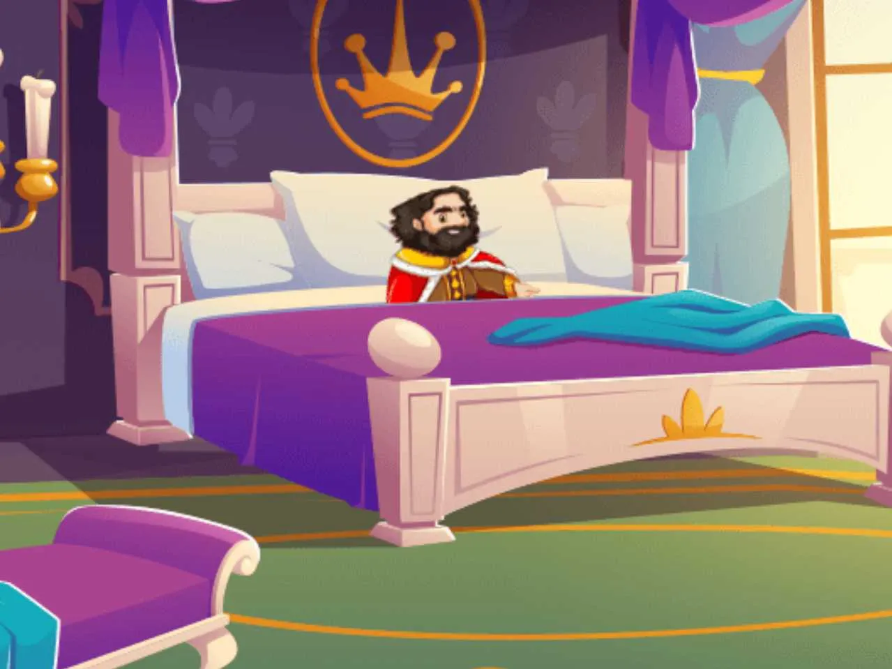 King lying on bed