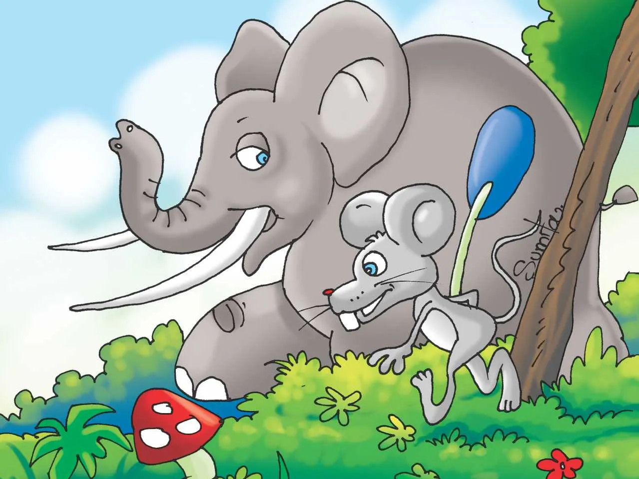 Mouse and elephant cartoon image