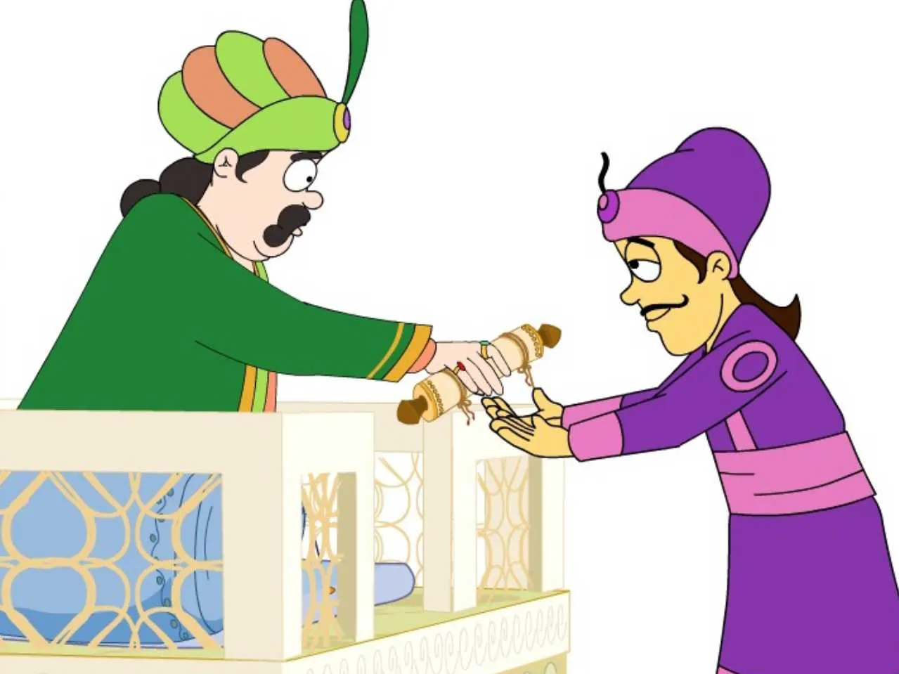 cartoon image of akbar and birbal