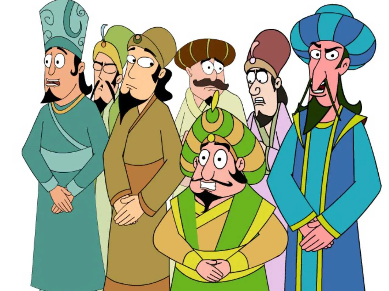 cartoon image of akbar and birbal