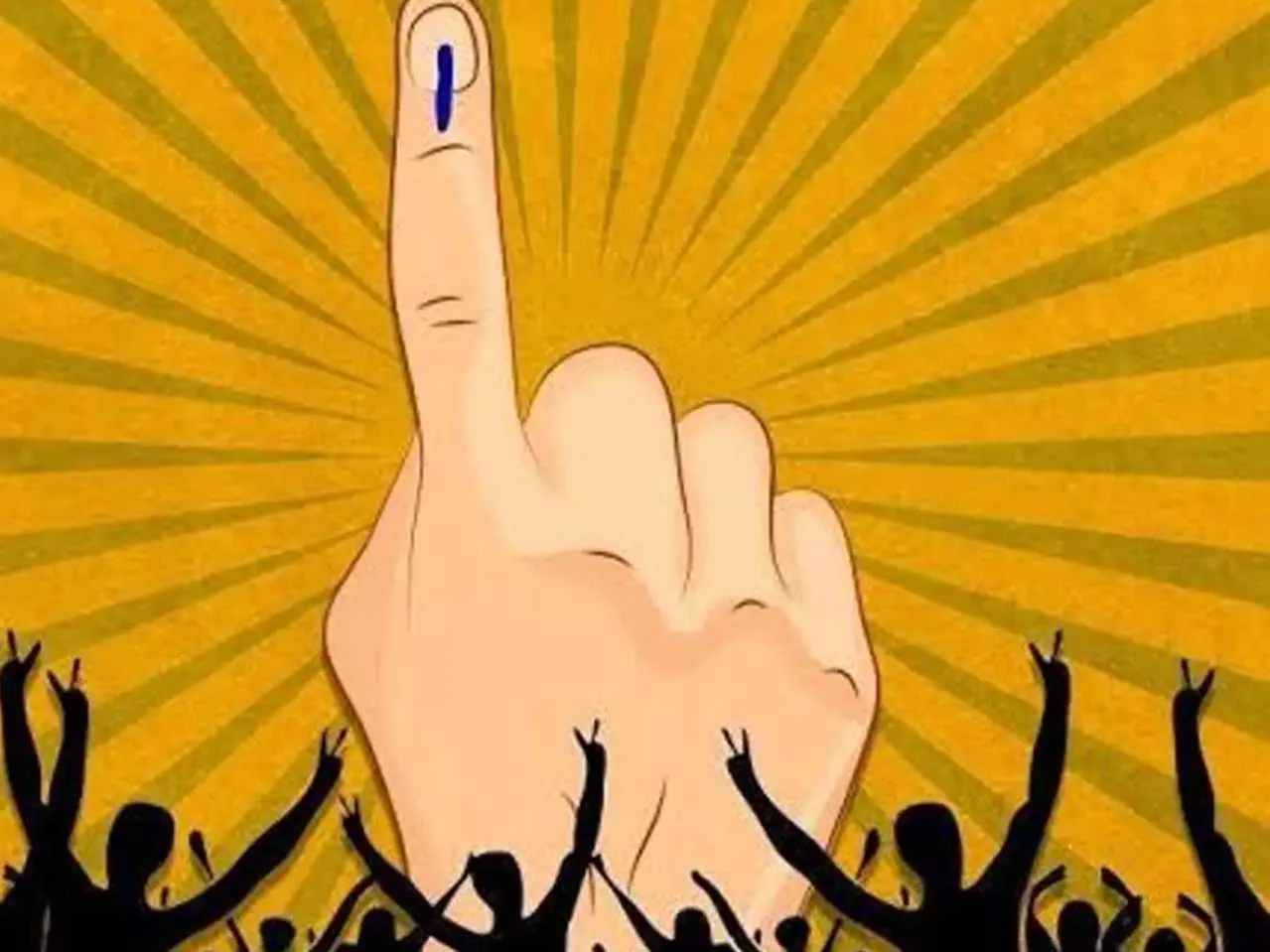Finger with voting mark cartoon image