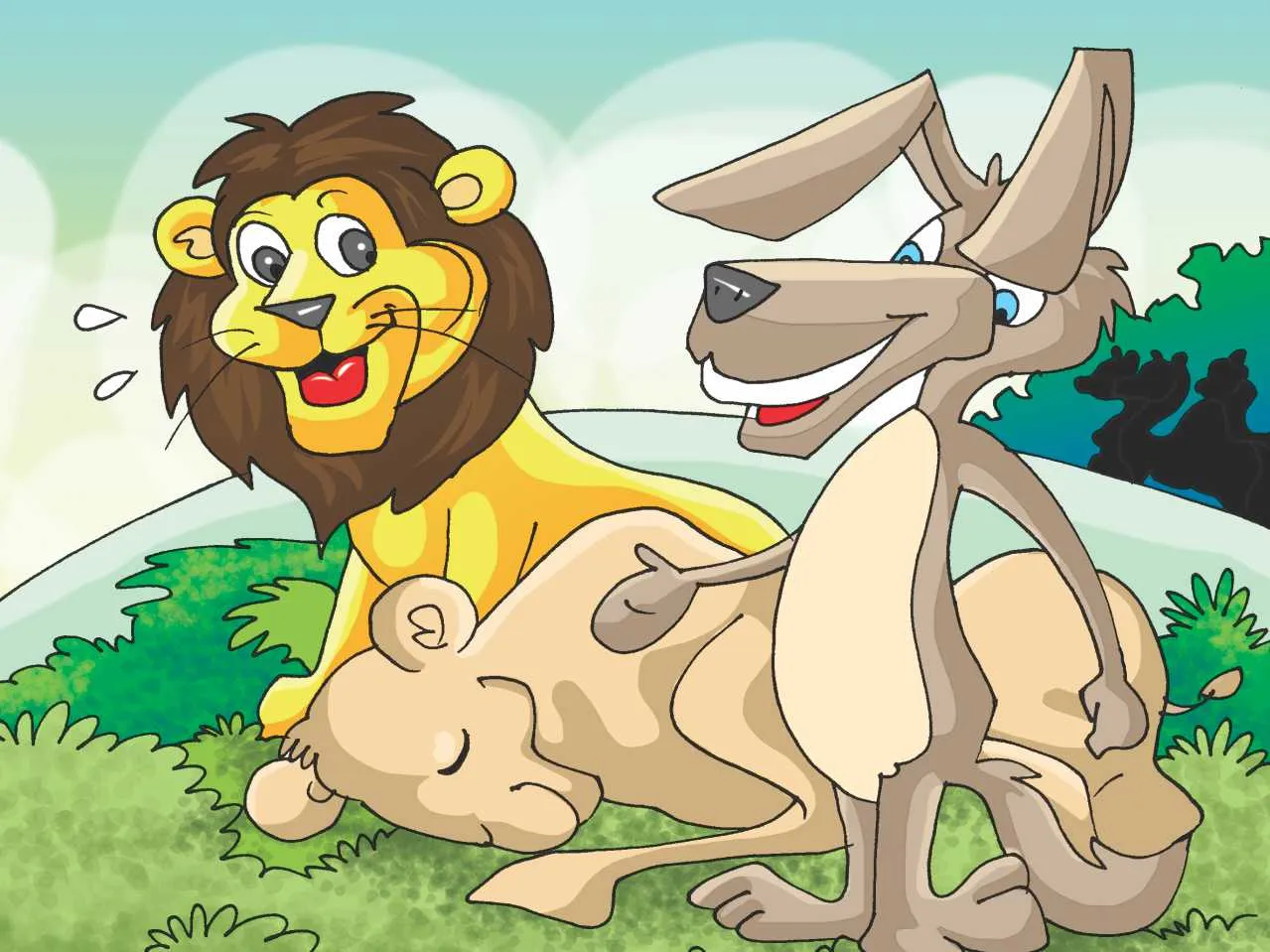 Lion and fox cartoon image