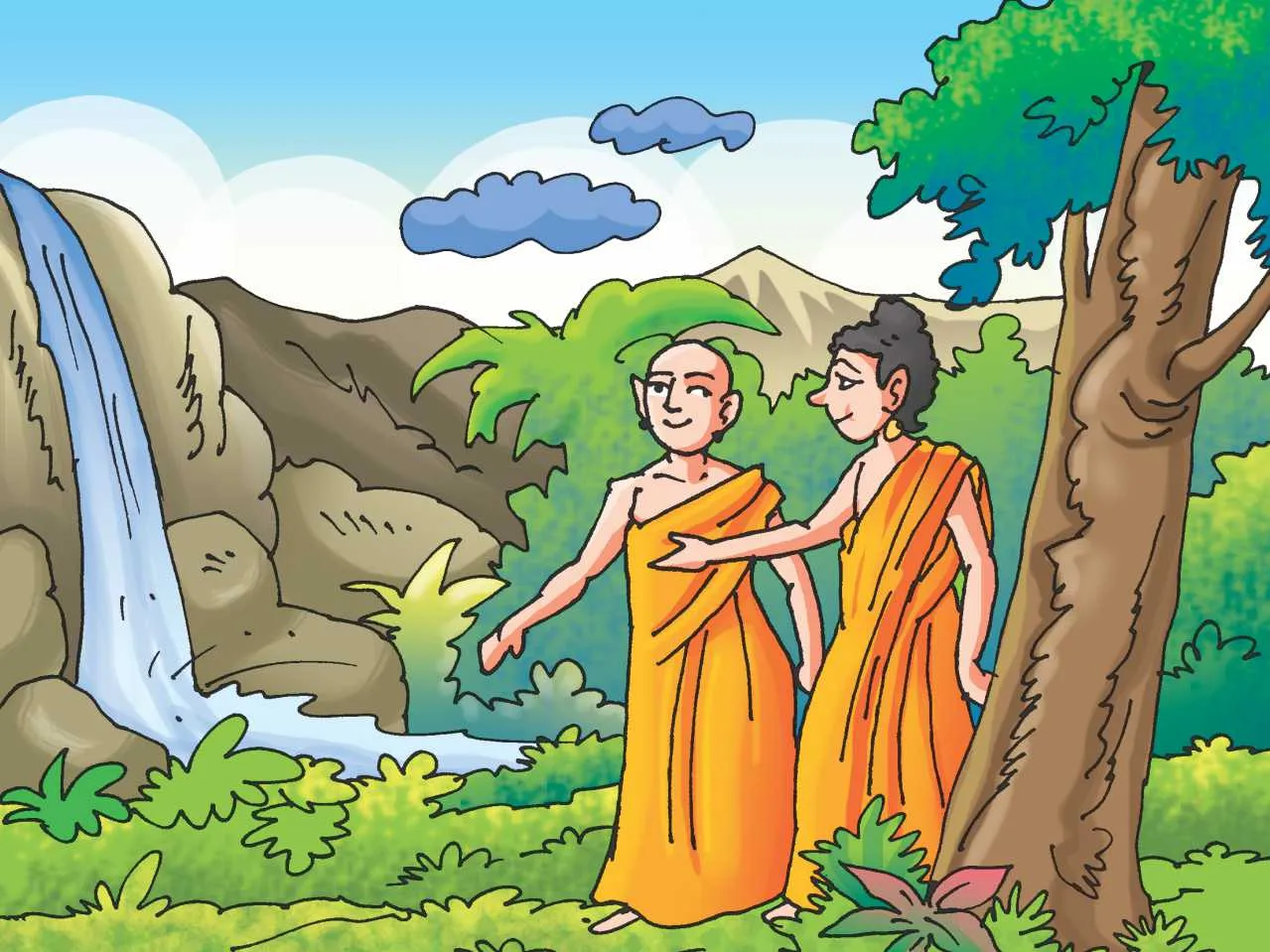 Mahatma Budha with anand cartoon image