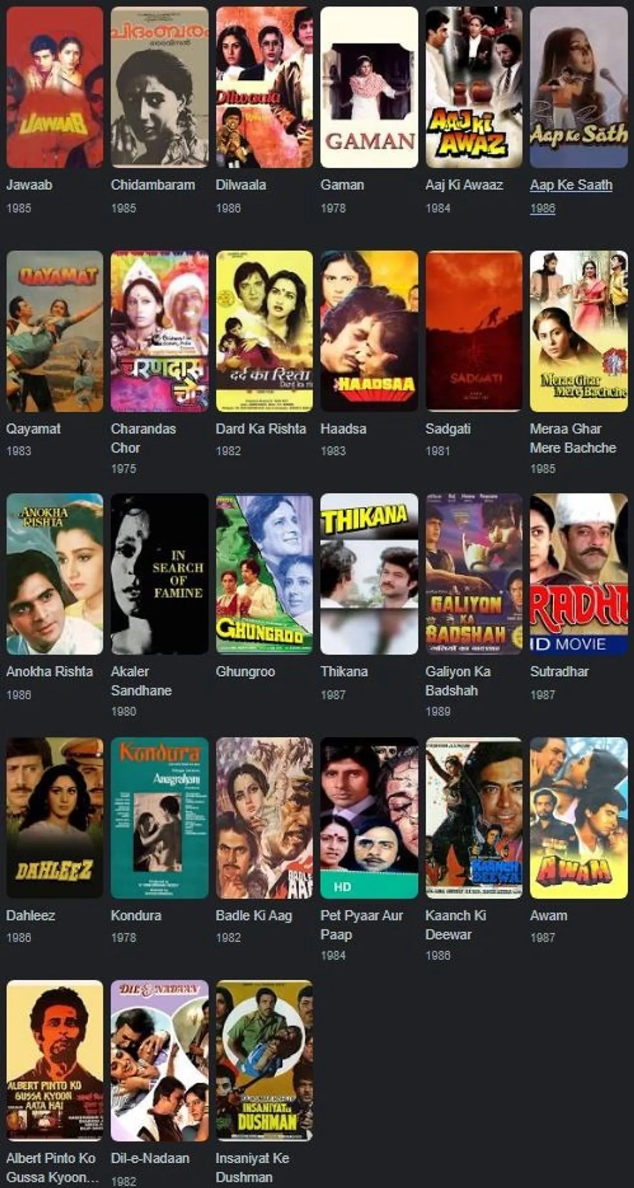 Smita filmography