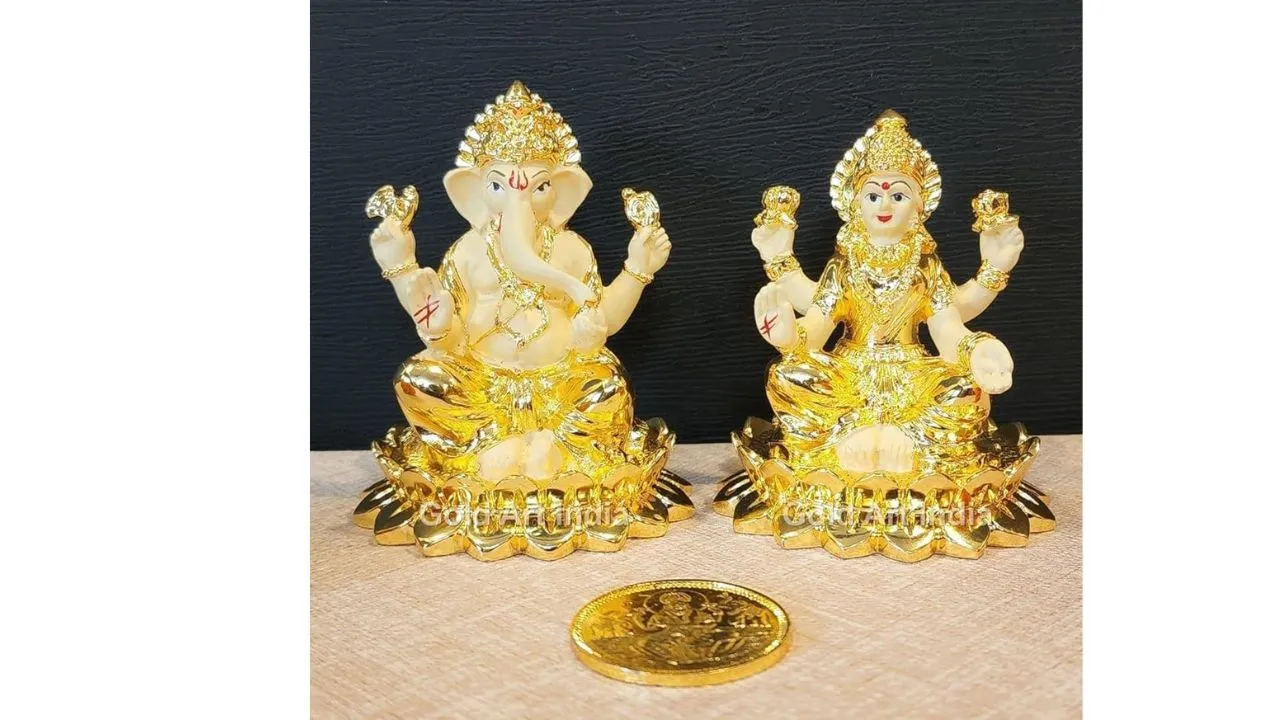 Gold Art Laxmi Ganesh Idol for Home 