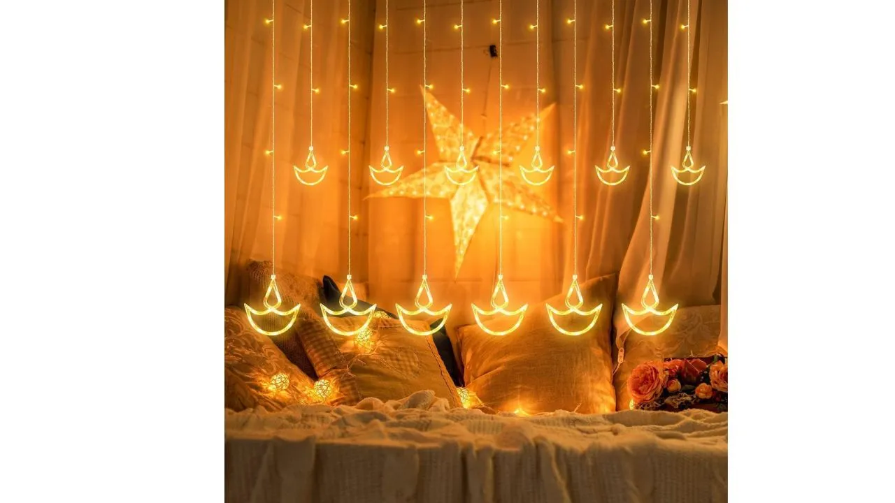 FLYNGO 12 Diya 138 LED Curtain String Lights