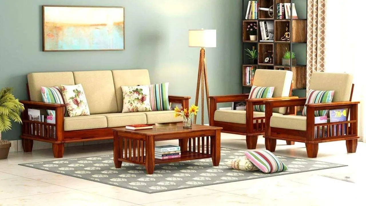 Mamta Furniture Wooden Solid Sheesham Wood 5 Seater Sofa Set 
