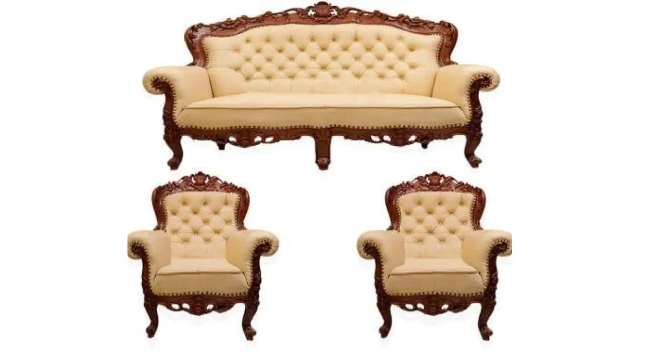 Ayan Art & Craft Wooden Carving Maharaja Sofa Set