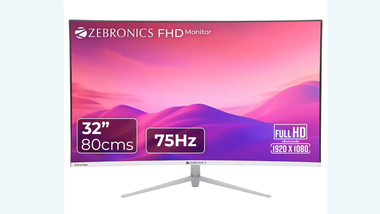 ZEBRONICS AC32FHD LED Curved 75Hz 80Cm (32) (81.28 Cm) 1920x1080 Pixels FHD Resolution Monitor