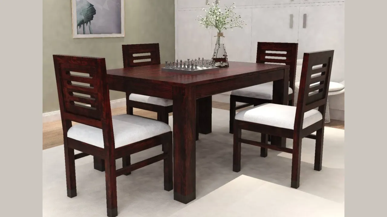 LIZZAWOOD® Solid Sheesham Wood 4 Seater Dining Table