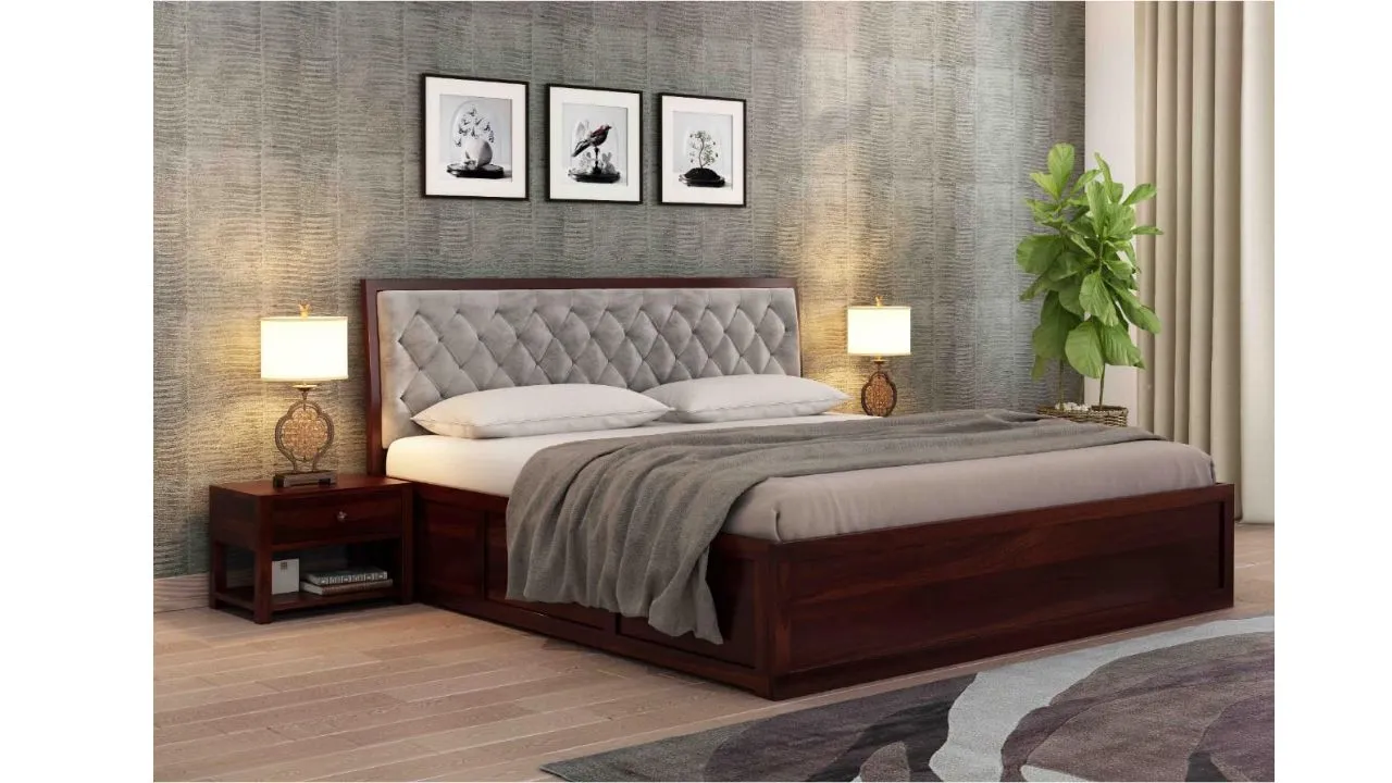 Budhakish Furniture Wooden King Size Bed 