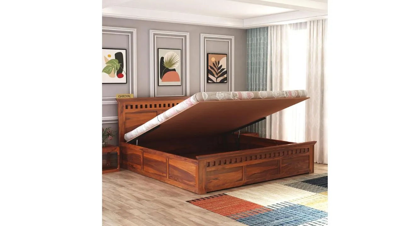 GHROYAL Sheesham Wood Crafter King Size Bed
