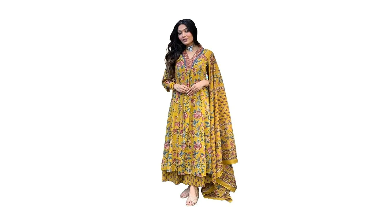 GoSriKi Women's Rayon Anarkali Printed Kurta 