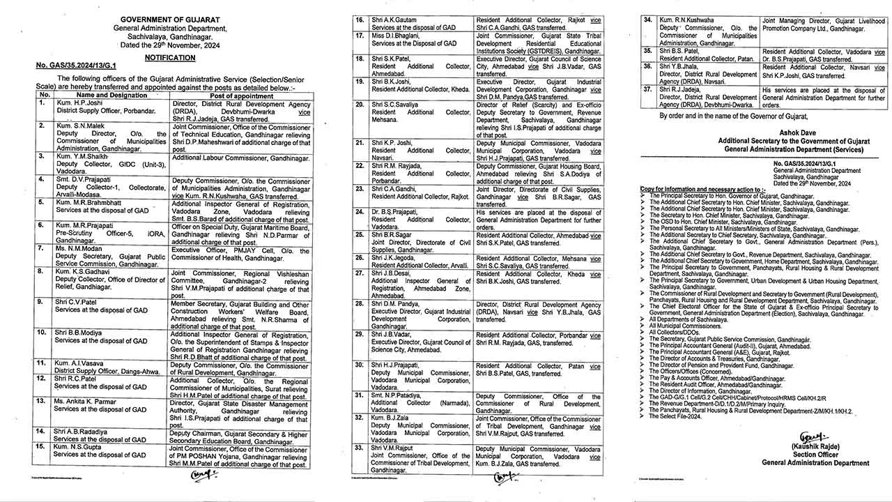 Transfer of GAS cadre officers