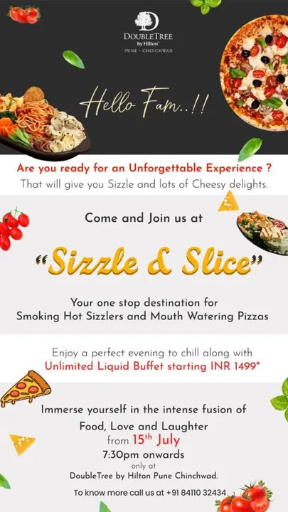 A Sizzle-licious July at DoubleTree by Hilton Pune-Chinchwad as they host a Sizzler and Pizza Pop Up food festival!