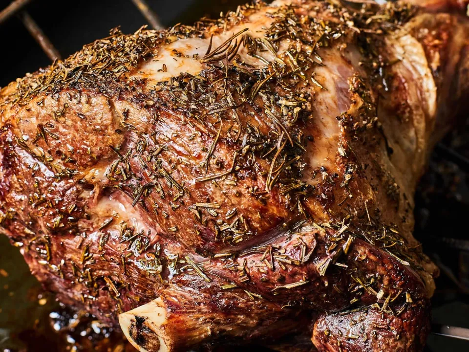 Christmas Eve Rosemary Crusted Roast Lamb Leg 