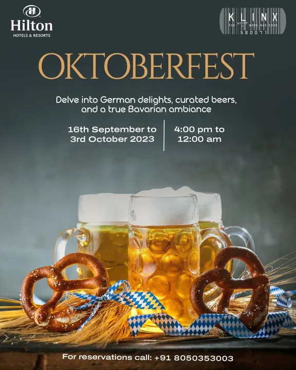 The Hilton Bangalore Embassy Golflinks is thrilled to bring you an unforgettable celebration - Oktoberfest at Klinx!