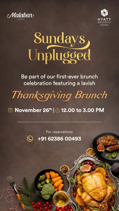 Enjoy an exquisite thanksgiving brunch at Hyatt Regency Trivandrum