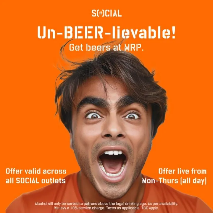 SOCIAL introduces Beers at MRP offer across India: Un-BEER-lievable Weekdays