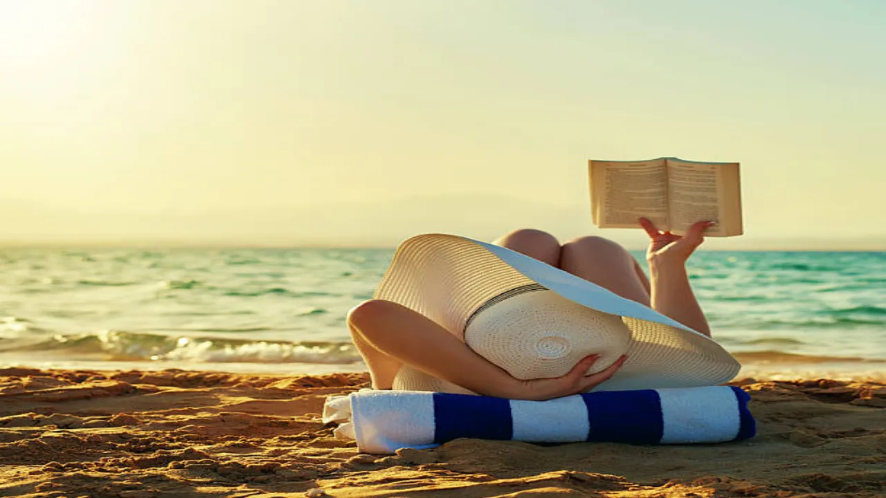 beach photography idea with books 