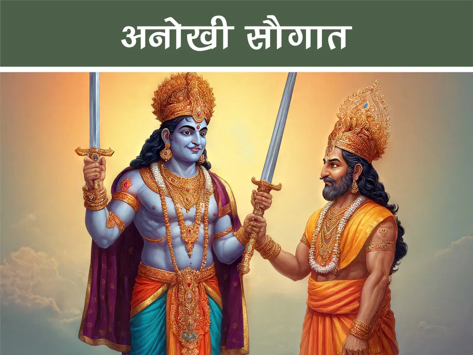 cartoon image of an indian god with a king