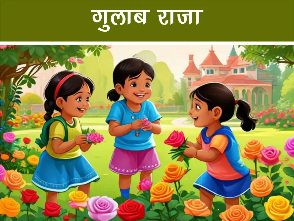 cartoon image of kids in rose garden