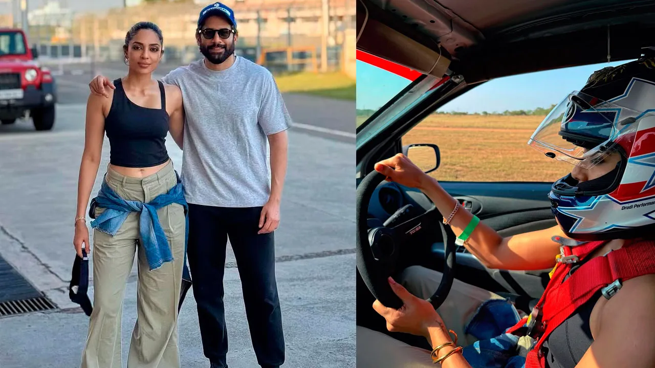 Naga Chaitanya and Sobhita Dhulipala Enjoy A Ride In A Racing Car