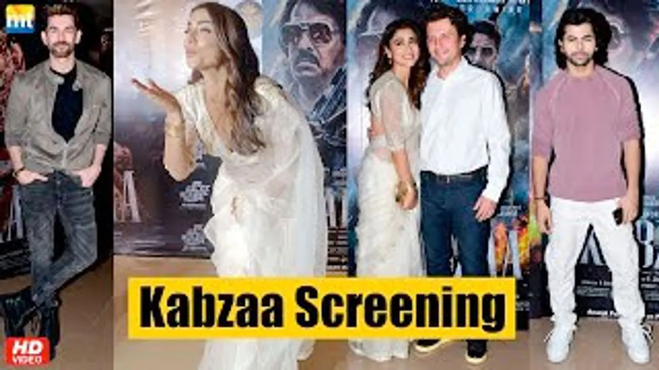 Shriya Saran's Flying Kisses, Neil Nitin Mukesh, Siddharth Nigam & Others At Kabzaa Hindi Screening