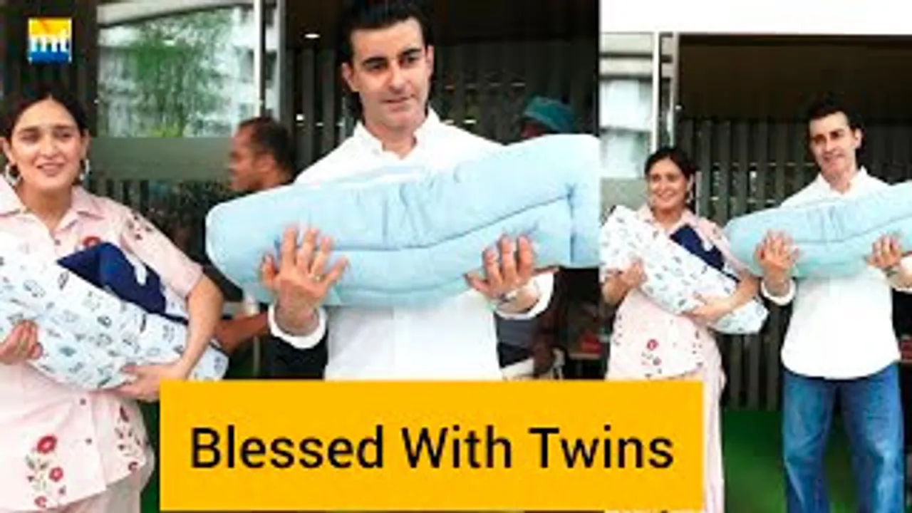 New Parents Gautam Rode & Pankhuri Awasthy take their Twins Home