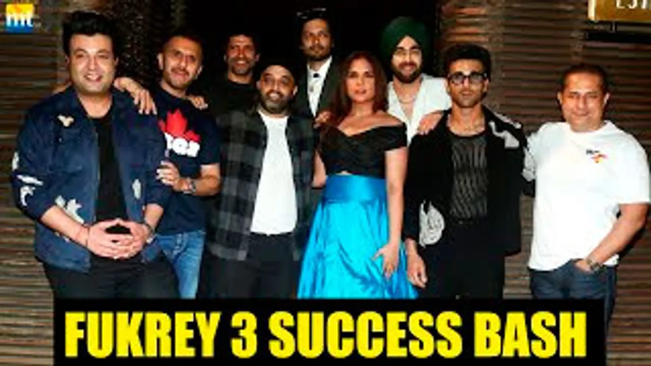 Richa Chadha-Ali Fazal, Varun Sharma, Pulkit Samrat-Kriti Kharbanda, Manjot Singh & Farhan Akhtar At Fukrey 3 Success Bash