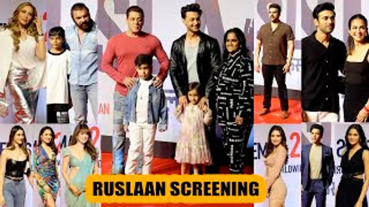 Ruslaan Screening - Salman Khan, Arbaaz Khan, Sohail Khan, Aayush Sharma, Pulkit Samrat-Kriti Kharbanda & Celebs At The Screening