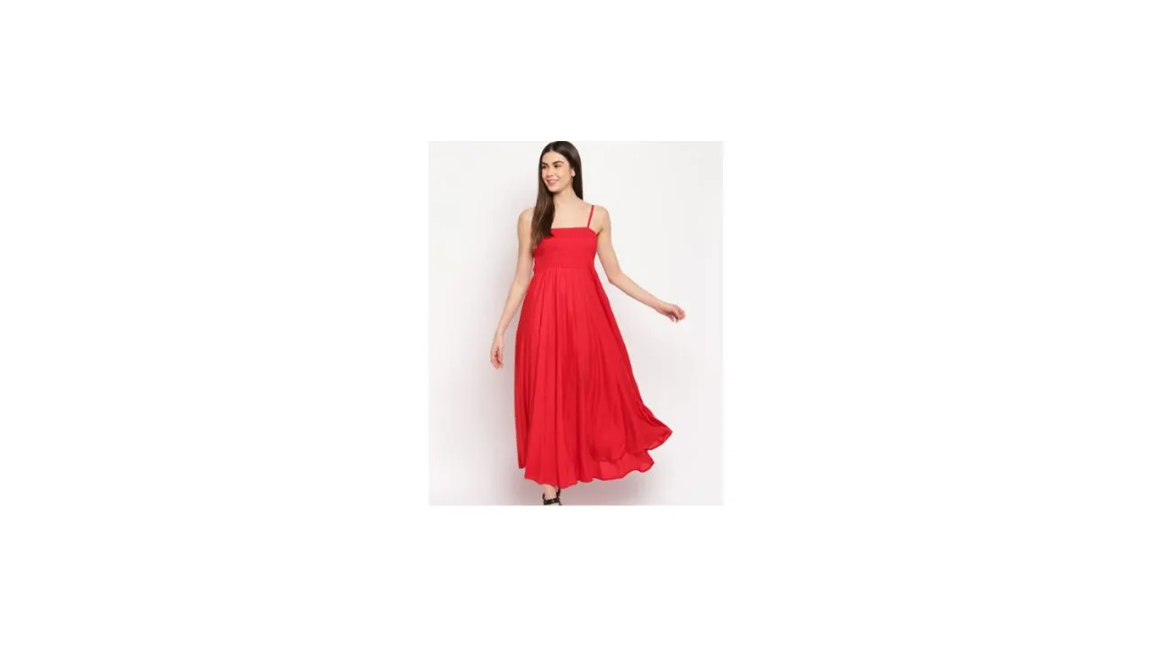 Aawari Women Red Solid Maxi Dress