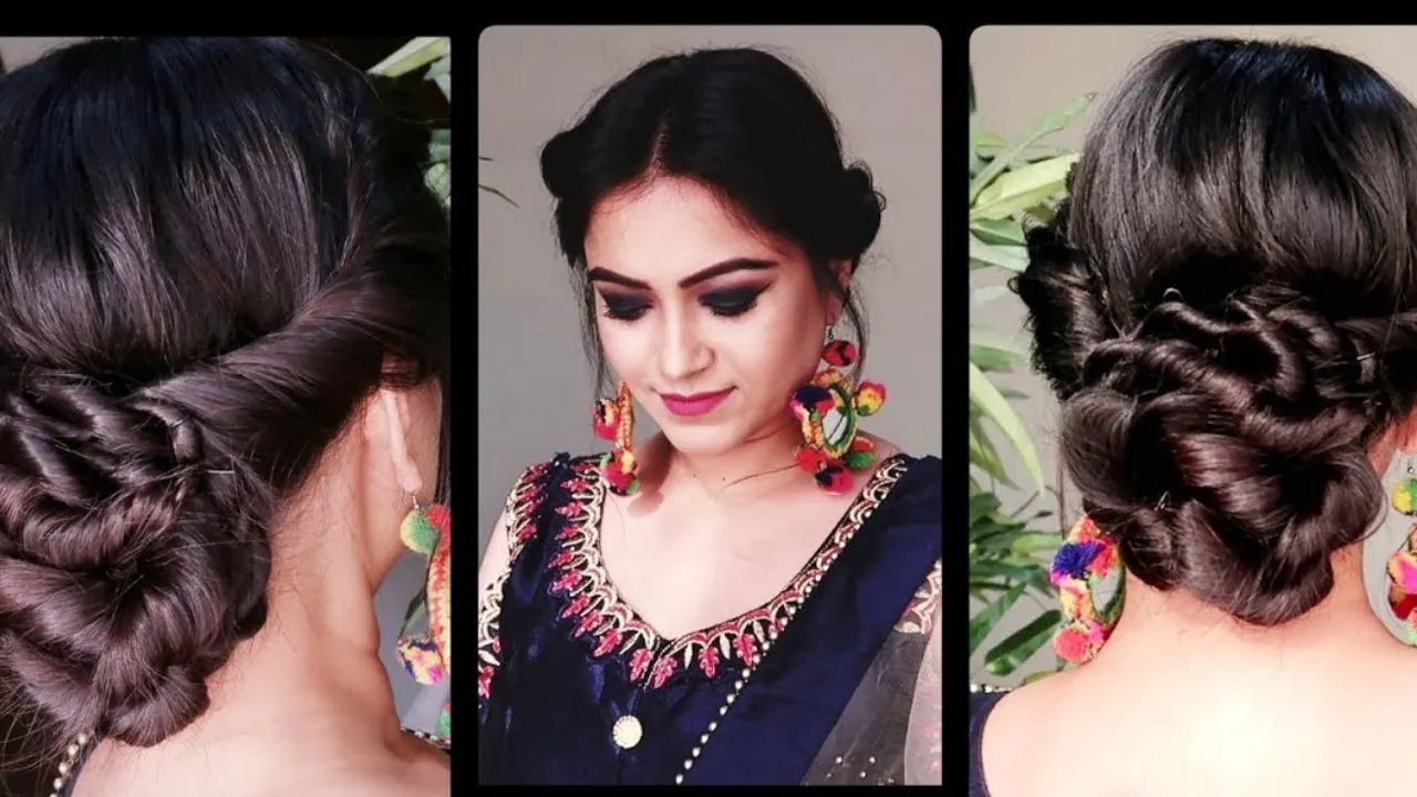 messy bun hair style for indian