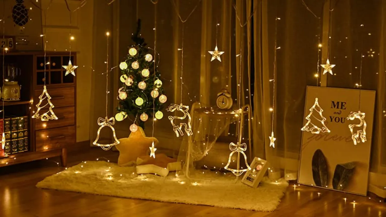 The Purple Tree Christmas Reindeer LED Curtain Lights