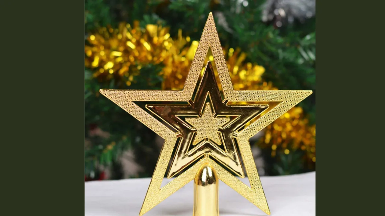 TIED RIBBONS Christmas Tree Topper Star Golden for Tree Decorations