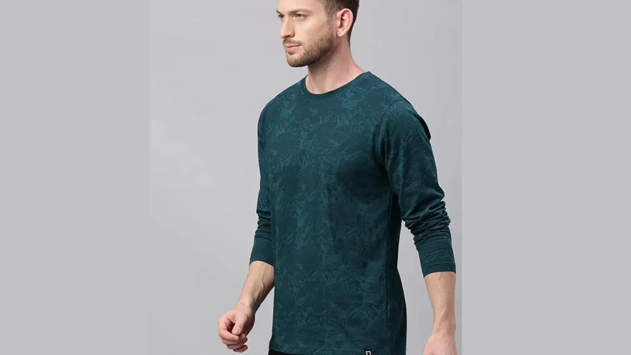 Urbano Fashion Men's Printed Full Sleeve Slim Fit Cotton T-Shirt