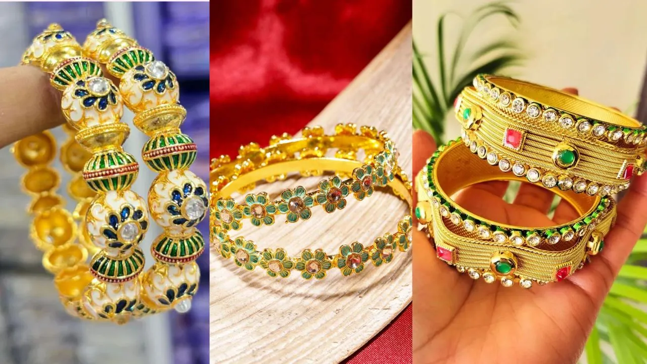 Meenakari yellow bangles