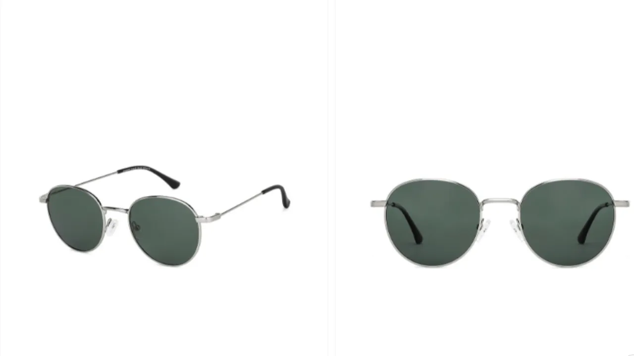 Lenskart Unisex Green Lens & Silver-Toned Round Sunglasses