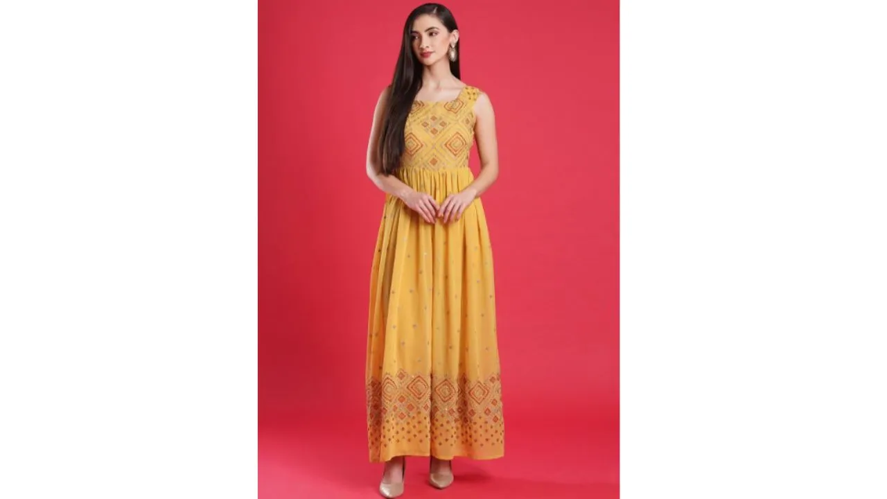 Peachmode Checked Sequins Georgette Jumpsuit