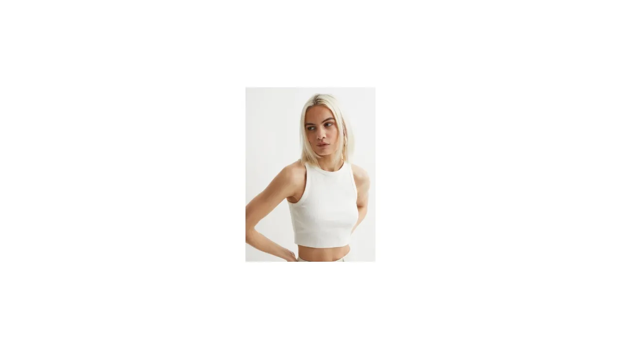 H&M White Cropped Vest Top