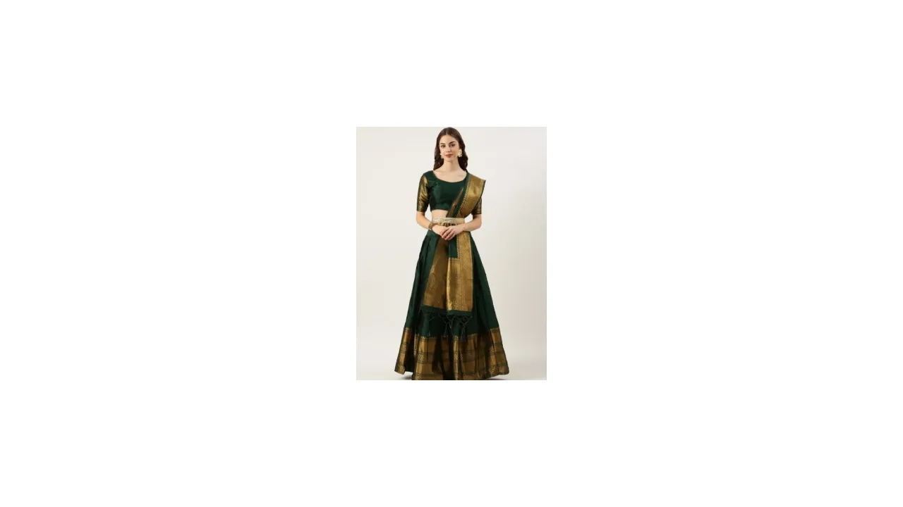 Fabcartz Woven Design Semi-Stitched Lehenga & Unstitched Blouse With Dupatta