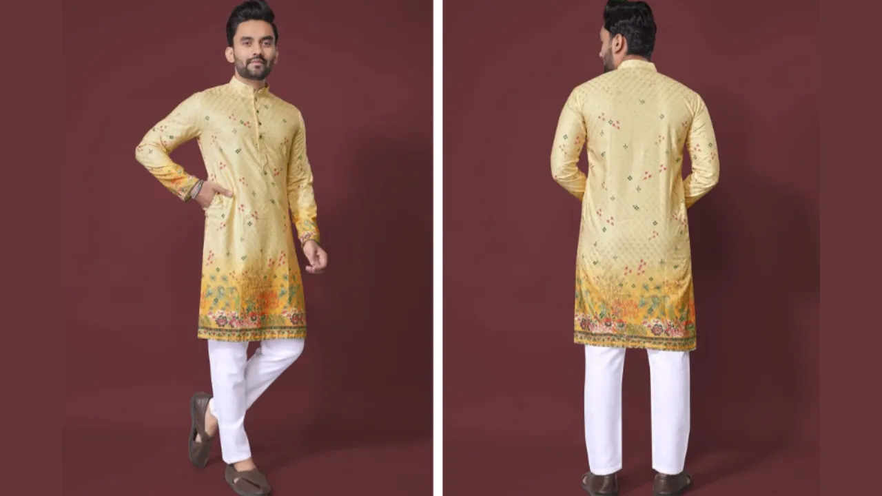 CHARLOTTE GRACIOUS Men Floral Printed Sequinned Shadow Work Kurta