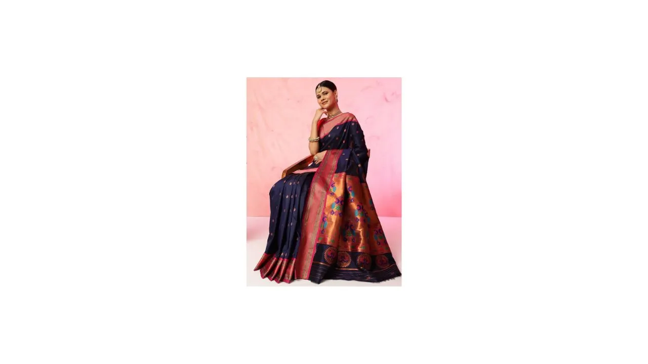 JUST FASHION Woven Design Zari Paithani Saree