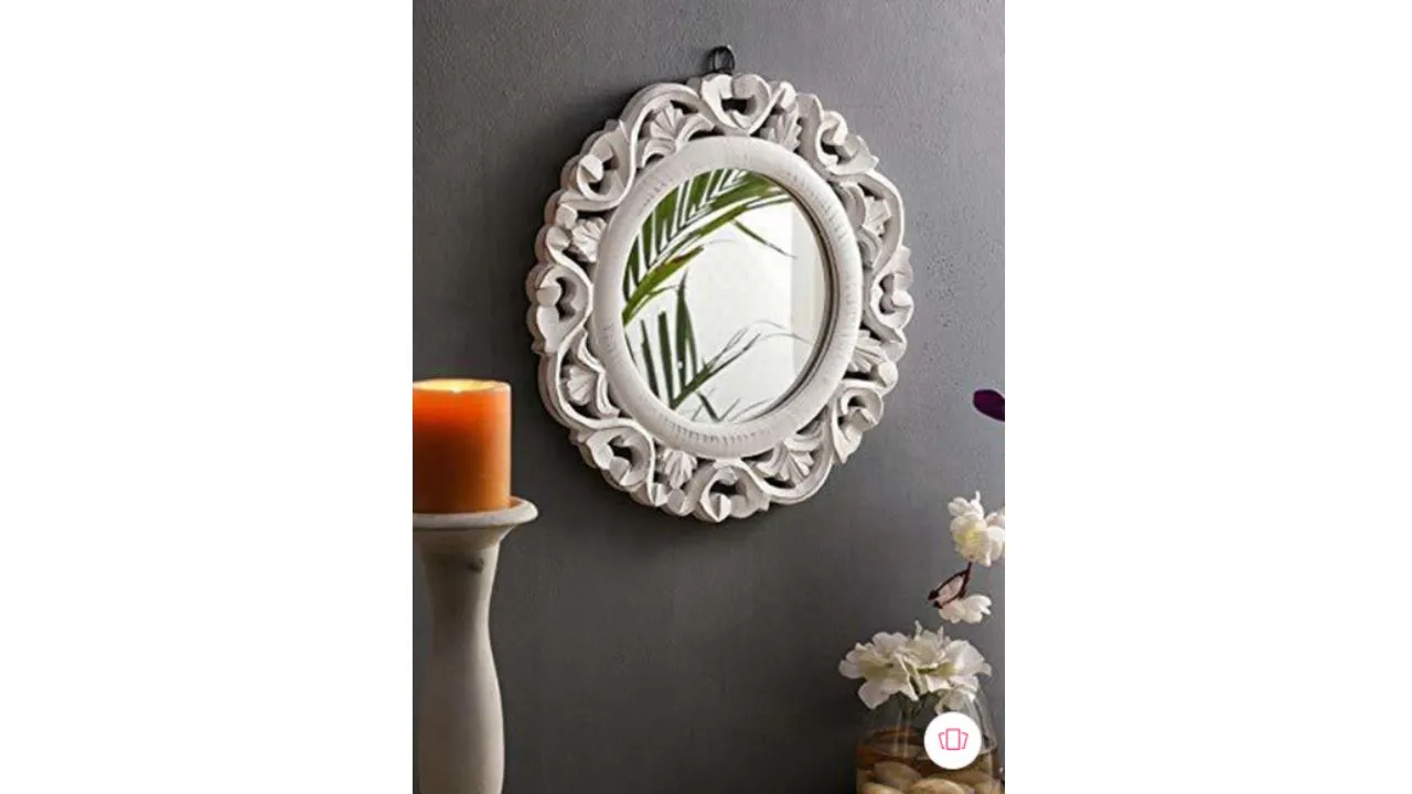 White Textured Wooden Wall Mirrors