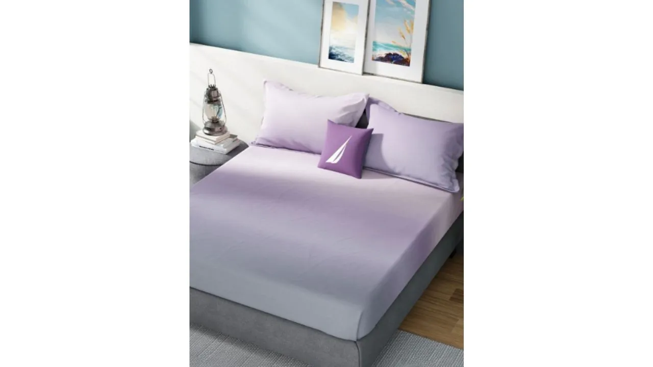 Nautica Bradford Purple प्योर कॉटन बेडशीट 