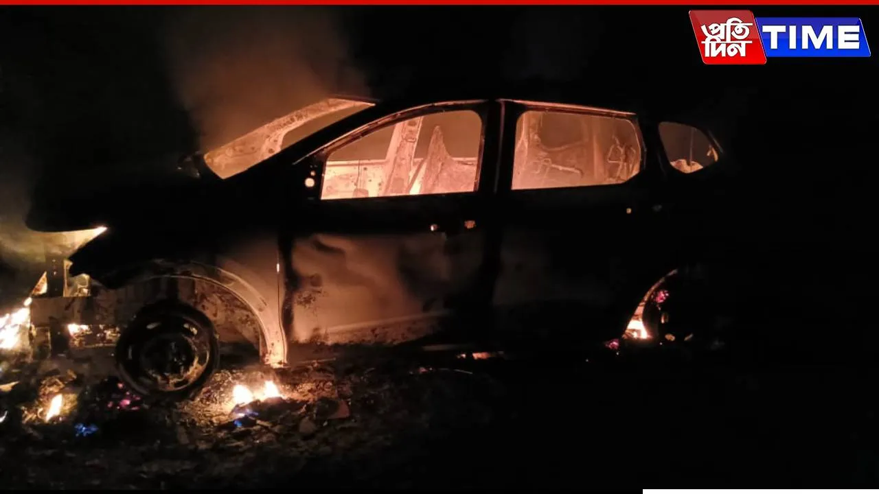 Assam: Vehicle Engulfed in Flames in Dhakuakhana; Investigation Underway