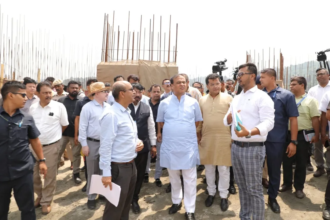 Assam CM Reviews Construction Work of Swahid Smarak in Guwahati