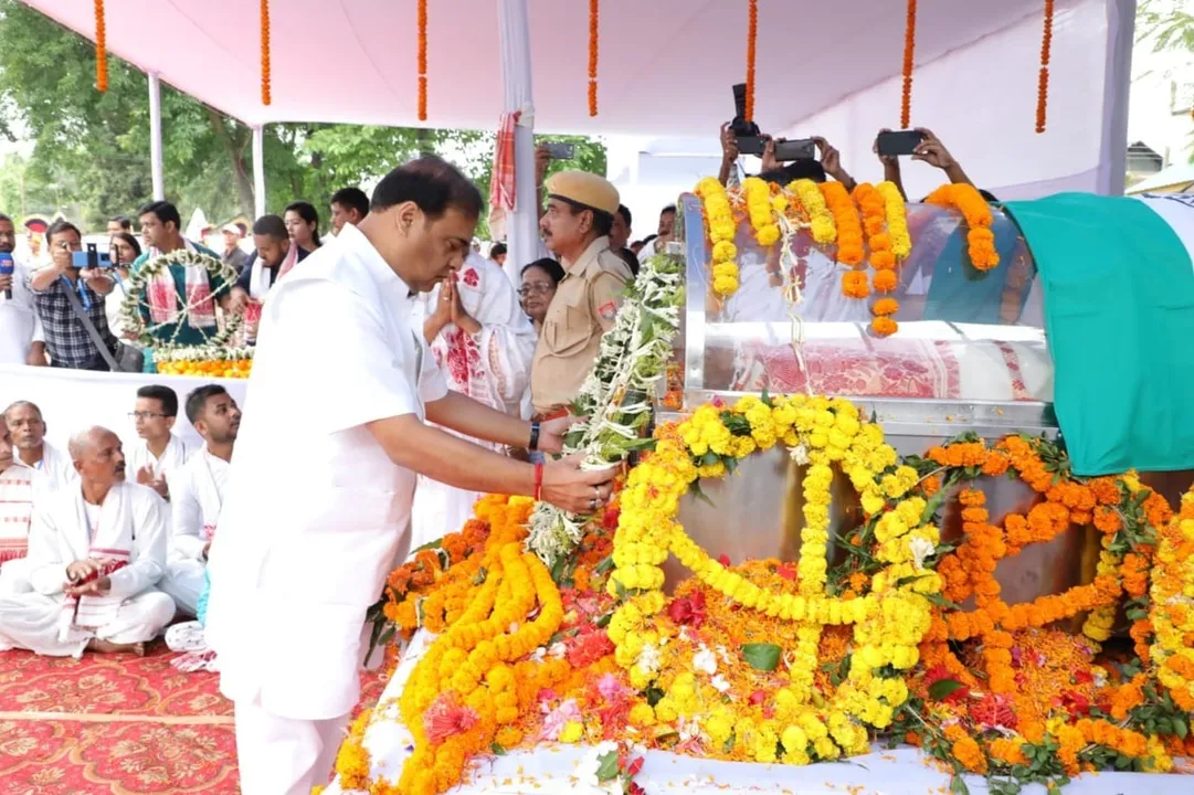 Assam CM Attends Burha Sattriya Basistha Dev Sarma’s Funeral